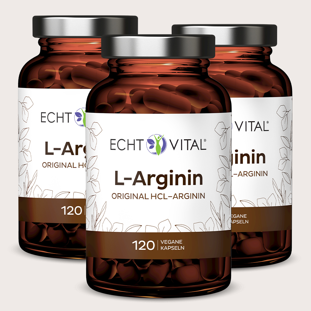 L-Arginin - 3 Gläser mit 120 Kapseln